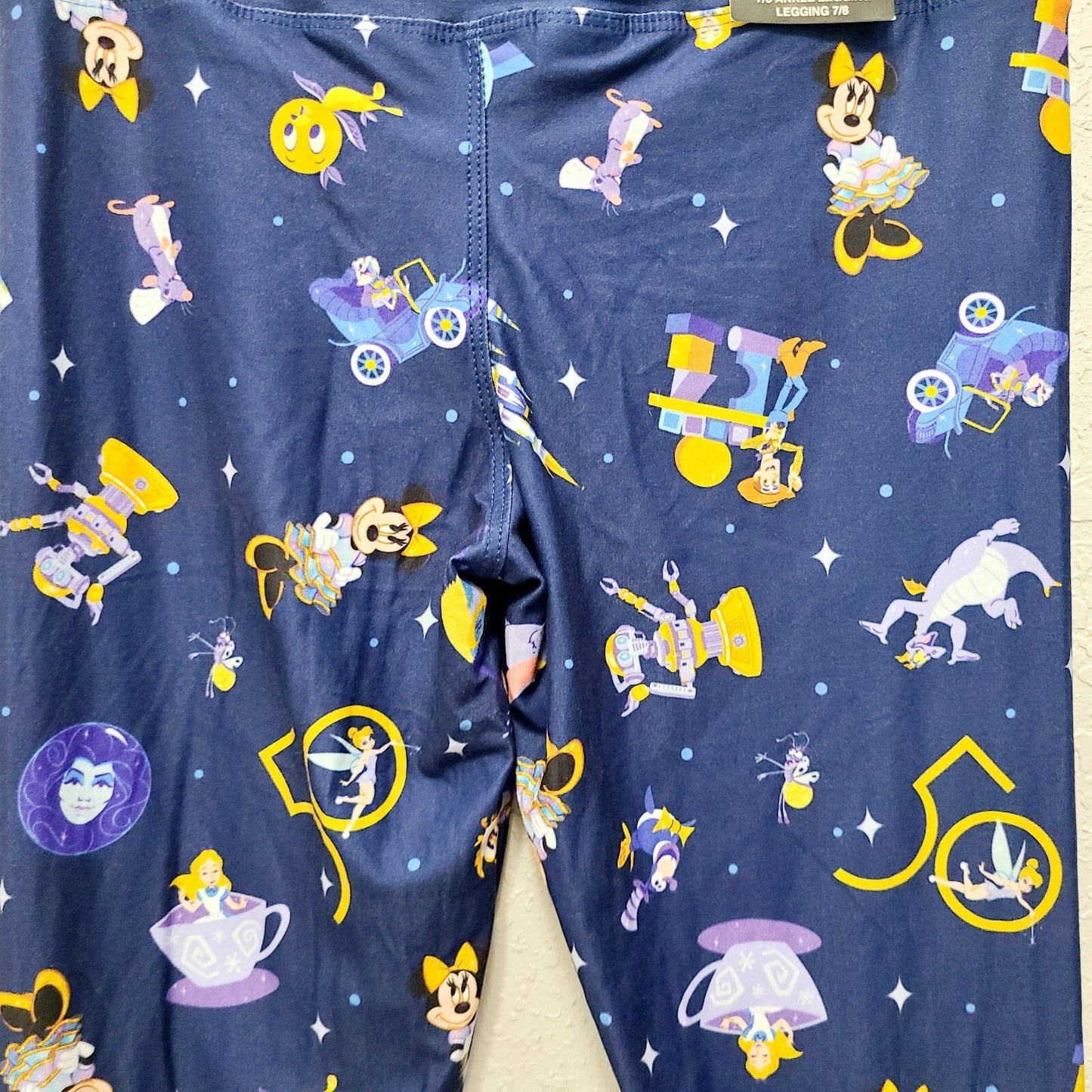 XS Leggings Disney Park 50th Anniversary Castle Minnie Orange Bird Figment Women
