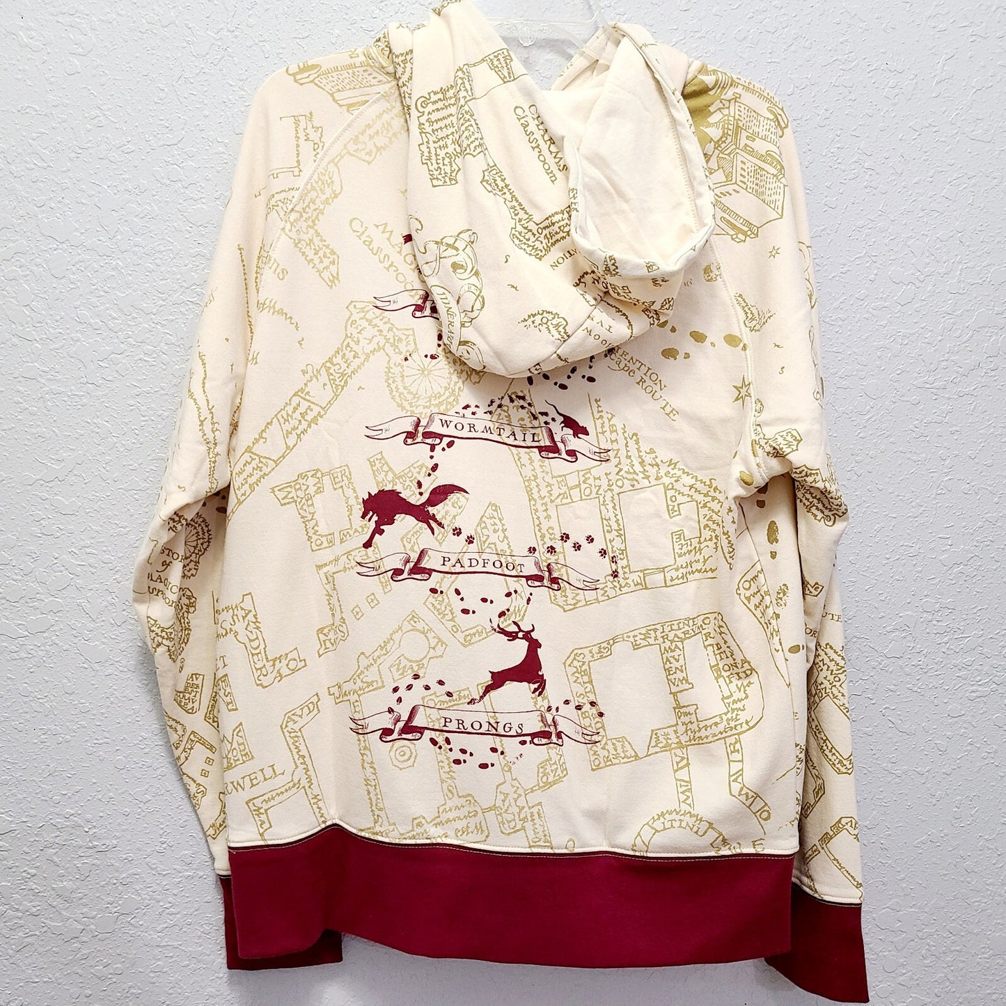 LARGE Harry Potter Marauder Map Hoodie Sweatshirt Universal Studios Wizard World
