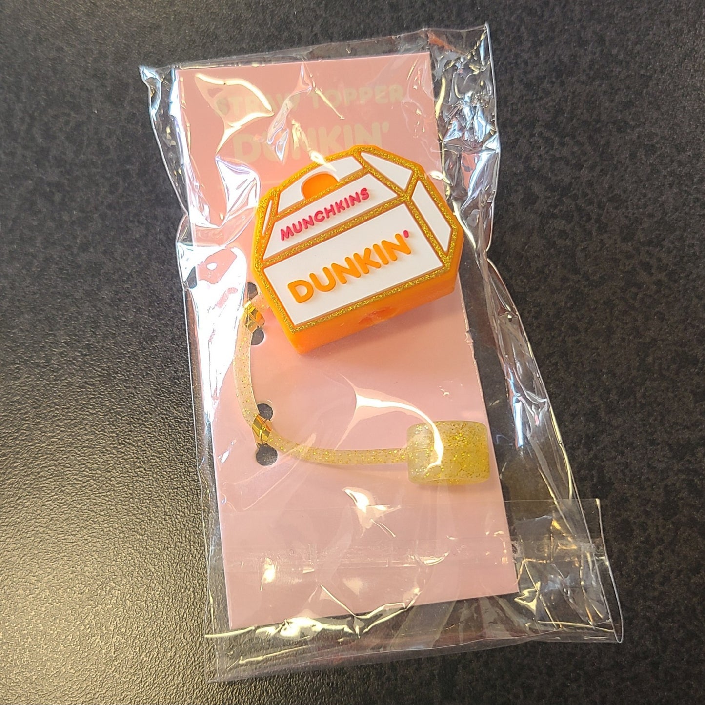 Dunkin' Stoney Clover Straw Topper Summer Munchkin Box Coffee & Tea Orange Gold