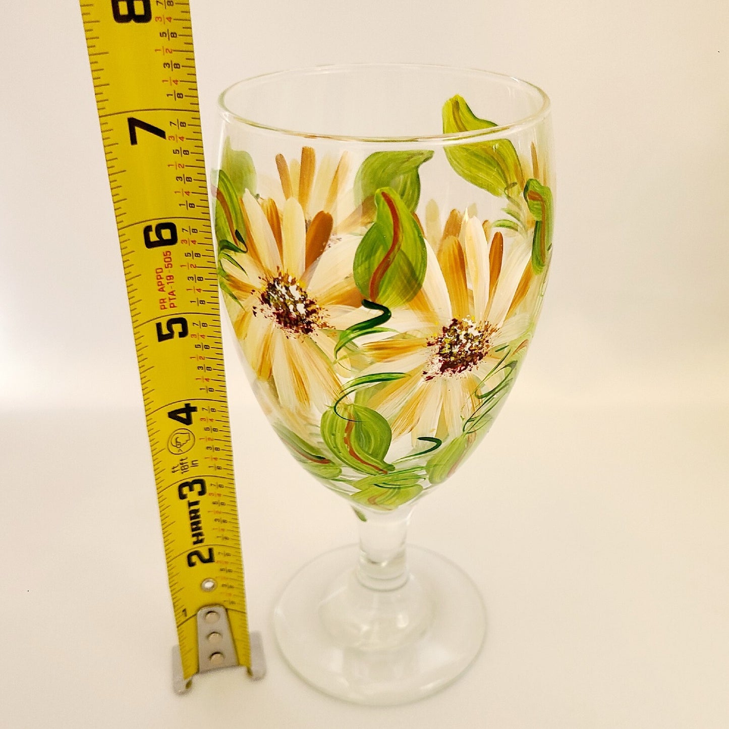 *Hand Painted* Sunflower Glass Glasses Goblets 7" Wine Glass BUY MORE SAVE MORE