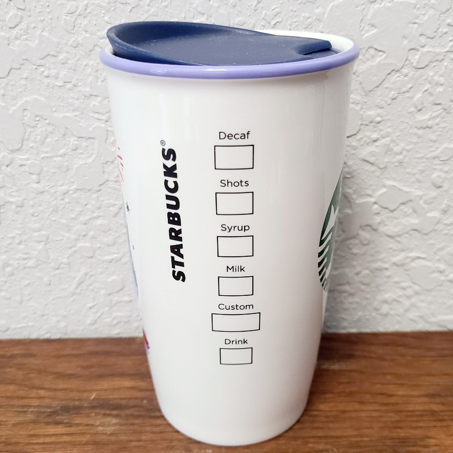 Walt Disney World Magic Kingdom White Starbucks Porcelain 12 oz Tumbler Cup Lid