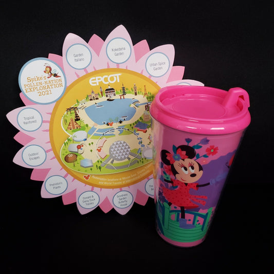 Disney Parks EPCOT 2021 Flower & Garden Festival Minnie Drink Tumbler Cup & Map