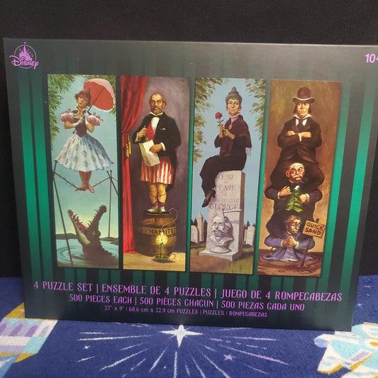Disney World Parks The Haunted Mansion 4 Puzzle Set Stretching Room Portraits