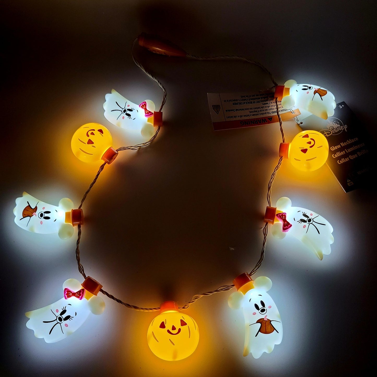 *Light up Necklace* 2025 Disney Parks Halloween Mickey Minnie Ghosts Pumpkin NEW
