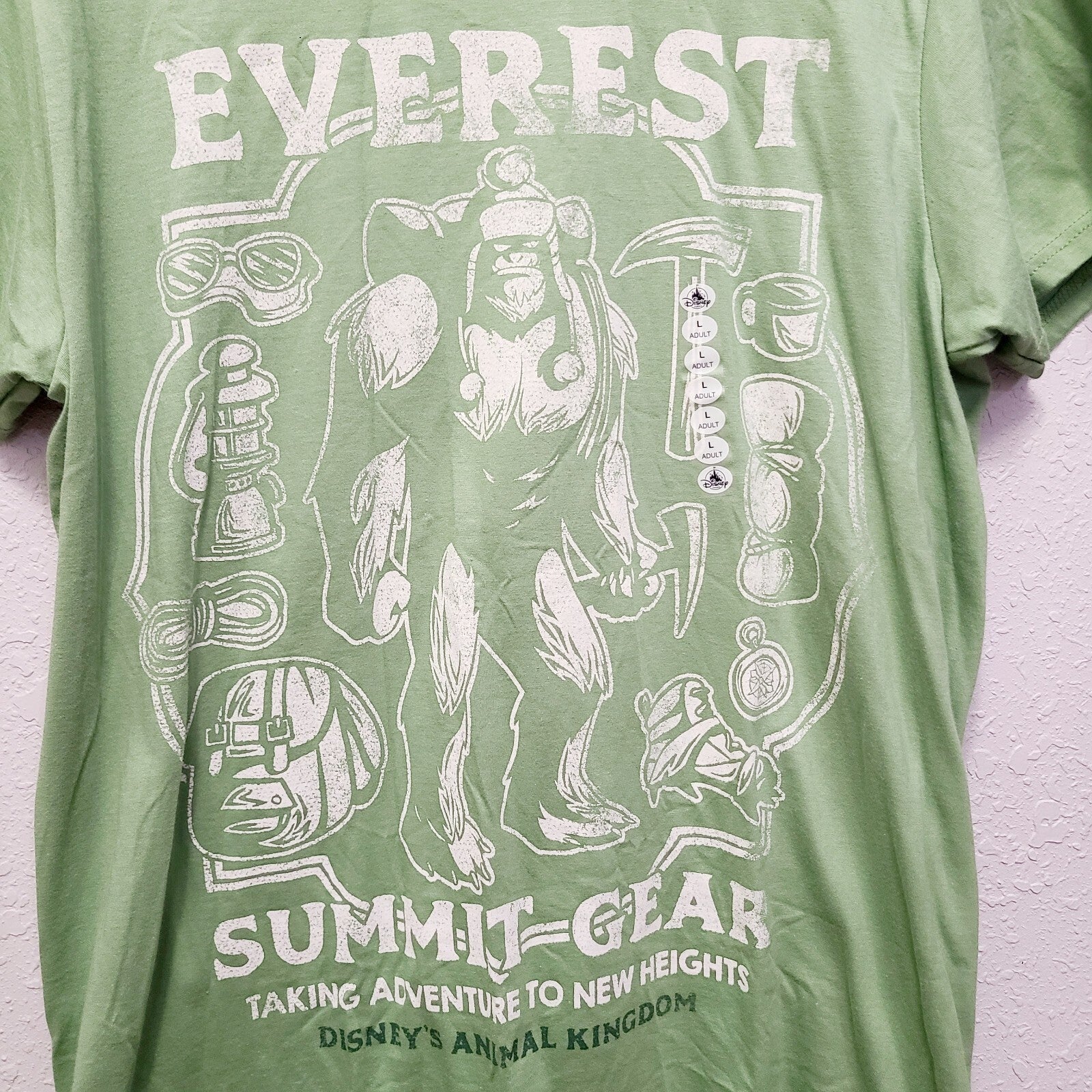 LARGE Disney Park Everest Animal Kingdom Everest Summit Gear Green T Shirt Adult