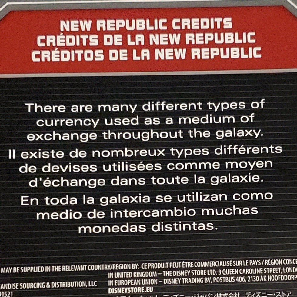 2022 Disney Parks New Republic Credits Star Wars Galaxys Edge Coins Cosplay New
