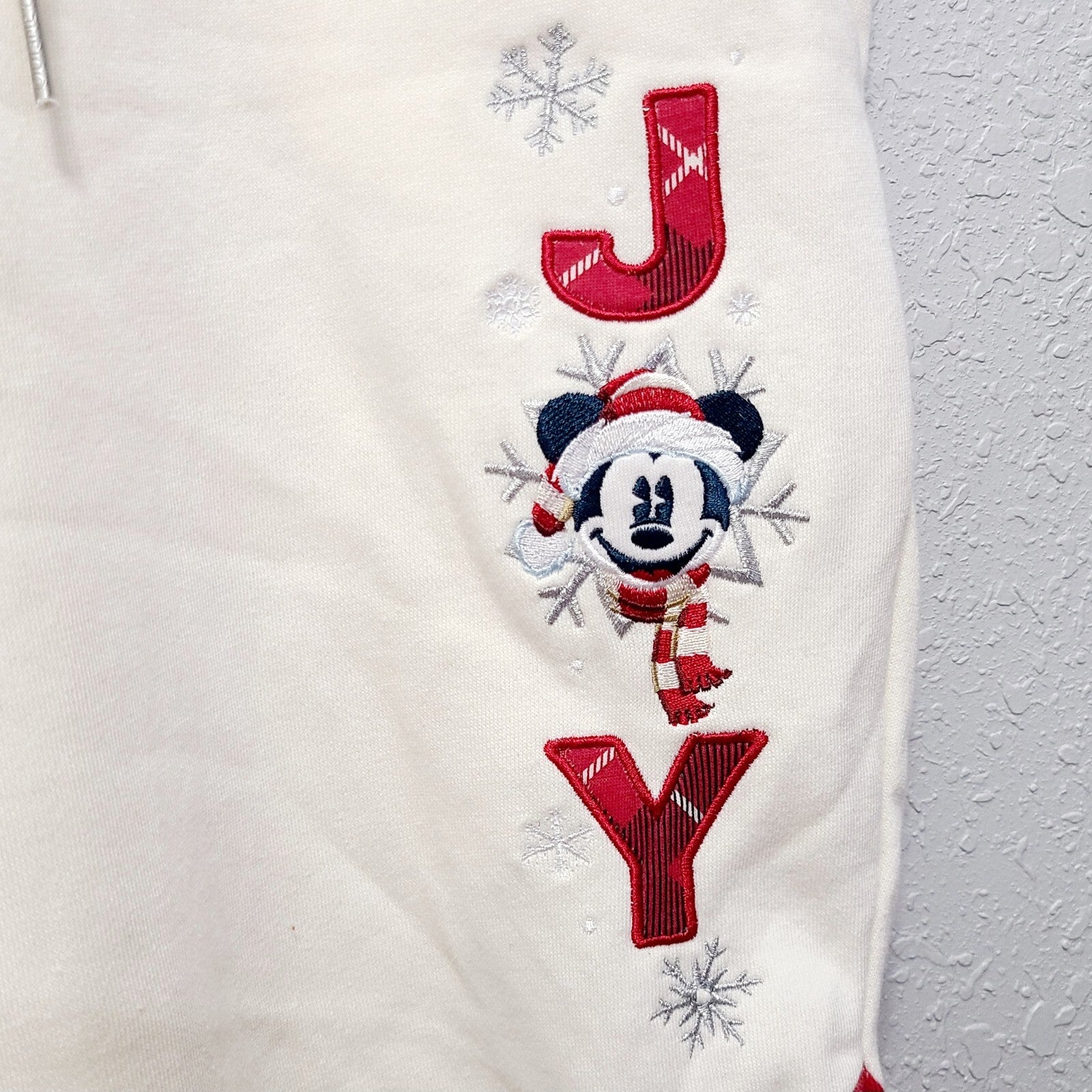 LARGE Disney World Parks Christmas Mickey Jogger Sweatpants 2021 JOY Snowflake