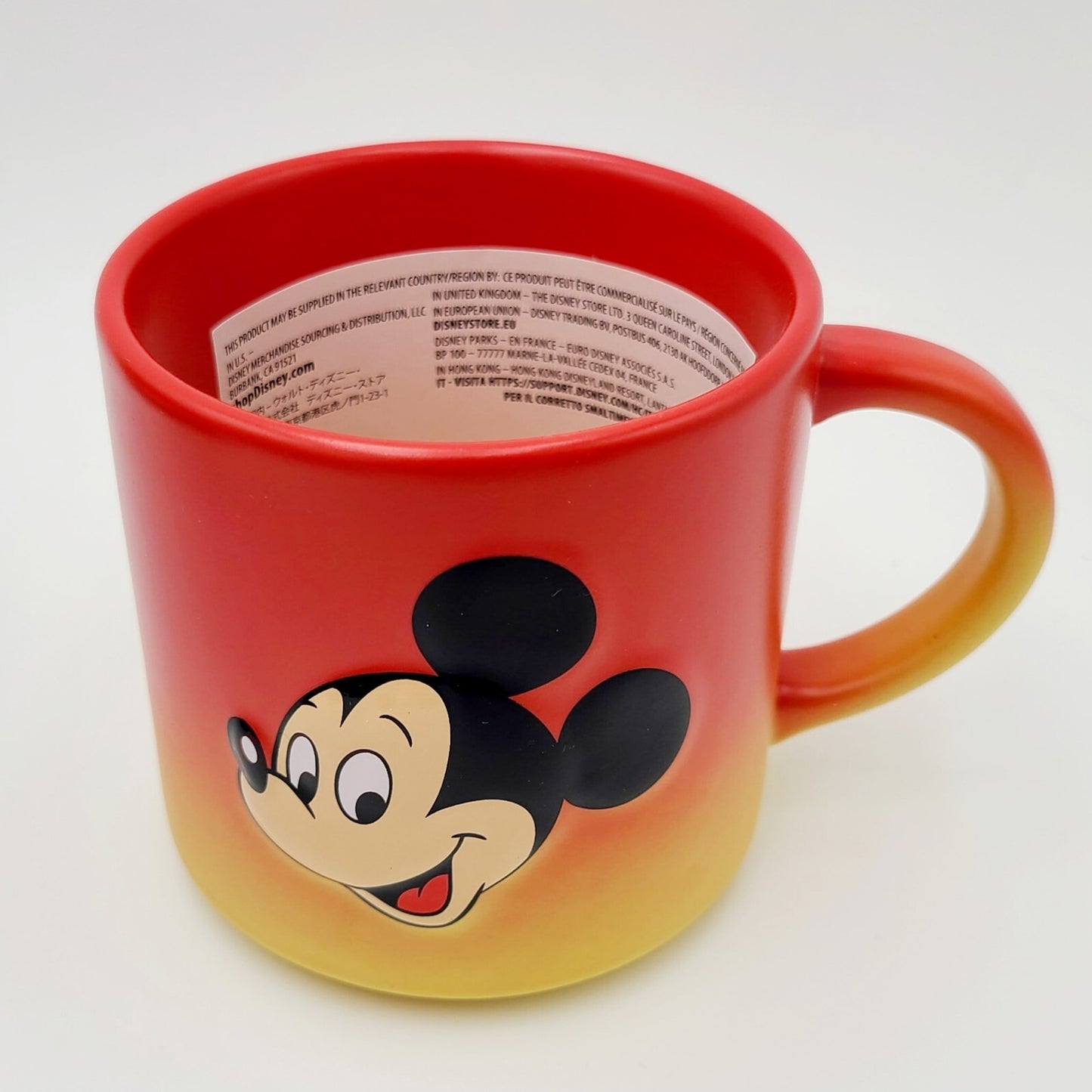 Disney Parks Mickey Mouse Donald Ombre Red Yellow Ceramic Coffee Mug Cup NEW