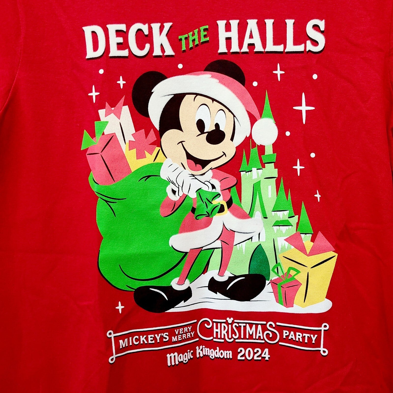 KIDS LARGE Disney World Parks 2024 Mickey's Very Merry Christmas Party Red Shirt