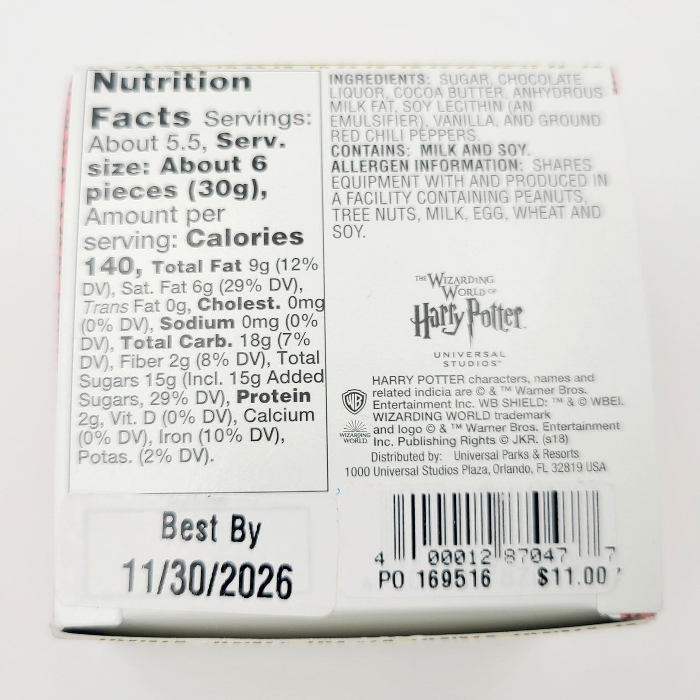 Universal Studio Harry Potter Honeyduke Dark Chocolate Chili Powder Shock-O-Choc
