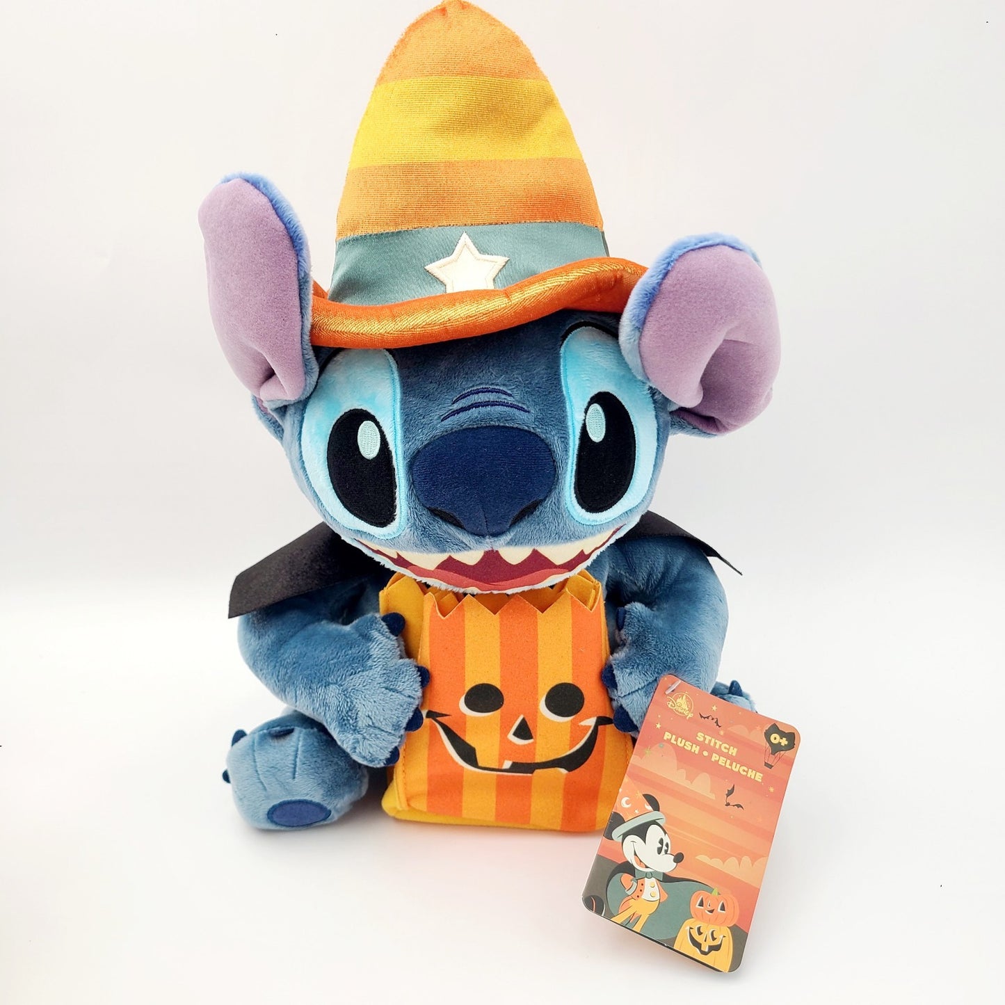 2025 WDW Disney Parks Stitch Wizard Halloween 14" Plush Holding Pumpkin 🎃 Bag