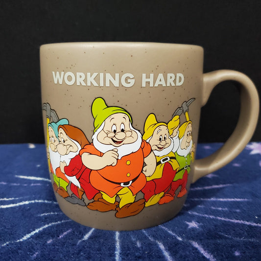 Disney Seven Dwarfs Working Hard Hardly Working Snow White Ceramic Coffee Mug