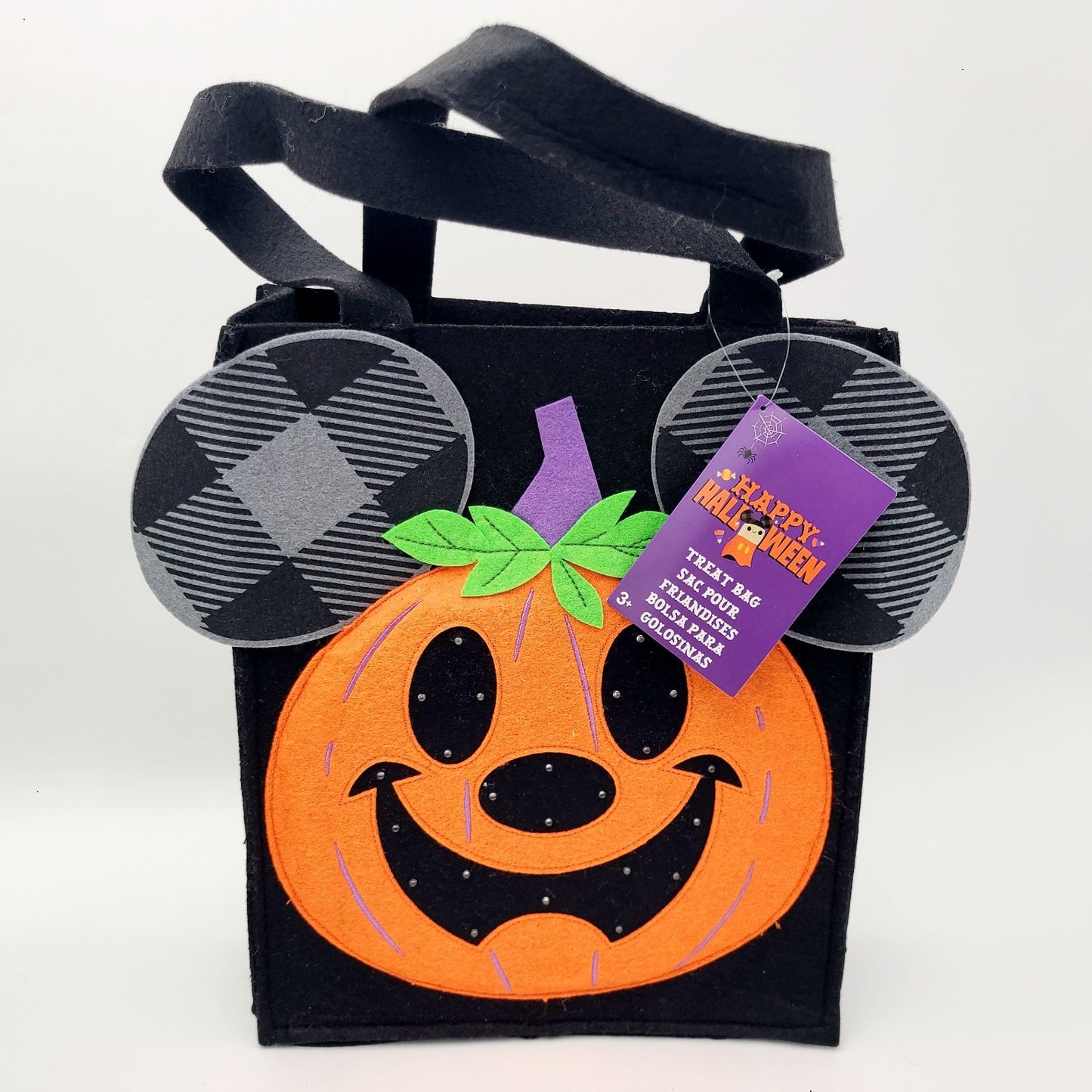 Disney Parks Mickey Jack-o'-Lantern Pumpkin π Felt Light-Up Halloween Candy Bag