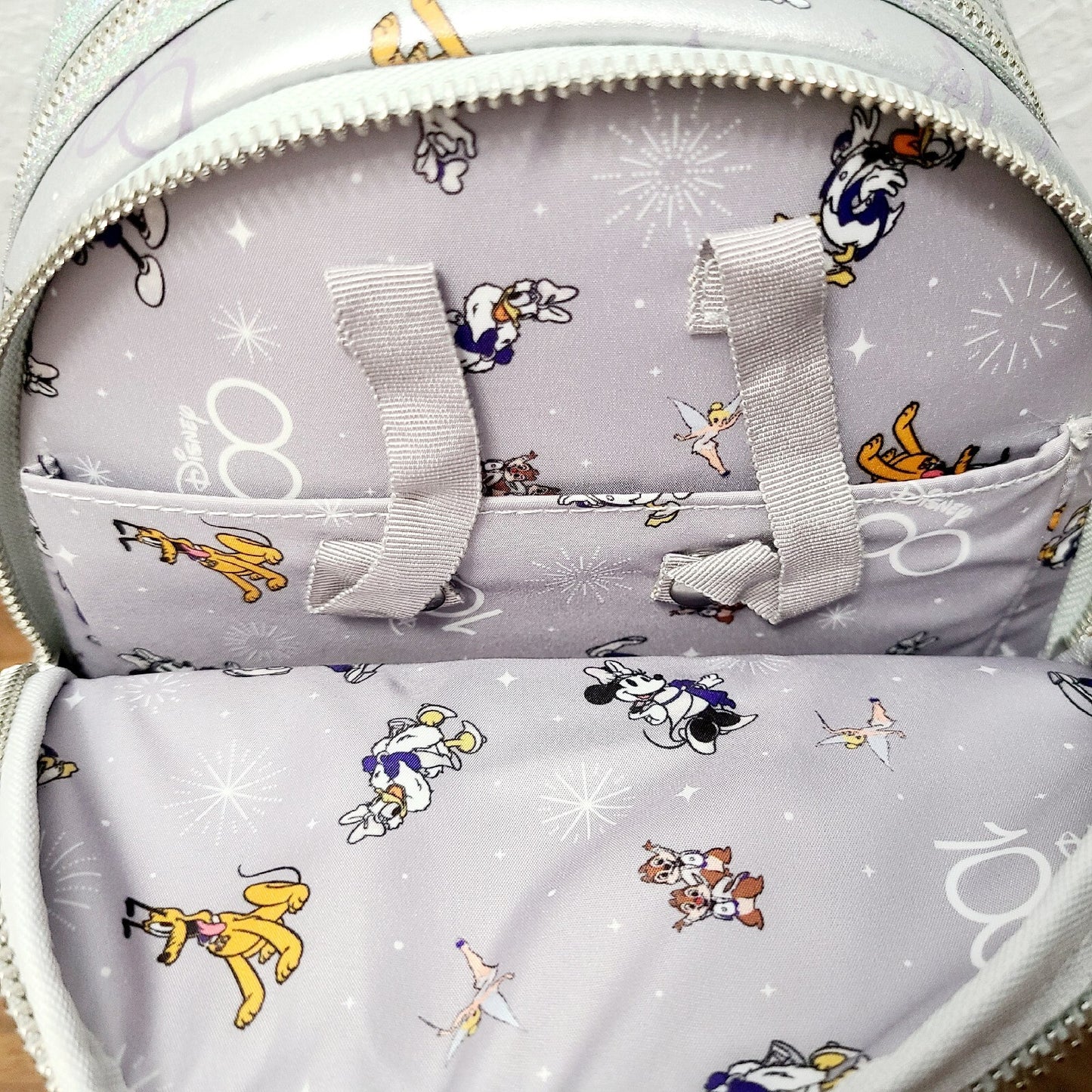 *Actual Loungefly Backpack* Disney Parks 100th Anniv 2023 Mickey Friends Silver