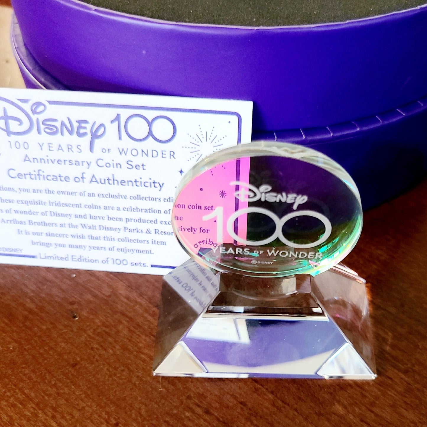 2023 Disney Parks 100 Years Arribas Brothers Glass 5 Coin Set & Holder Mickey