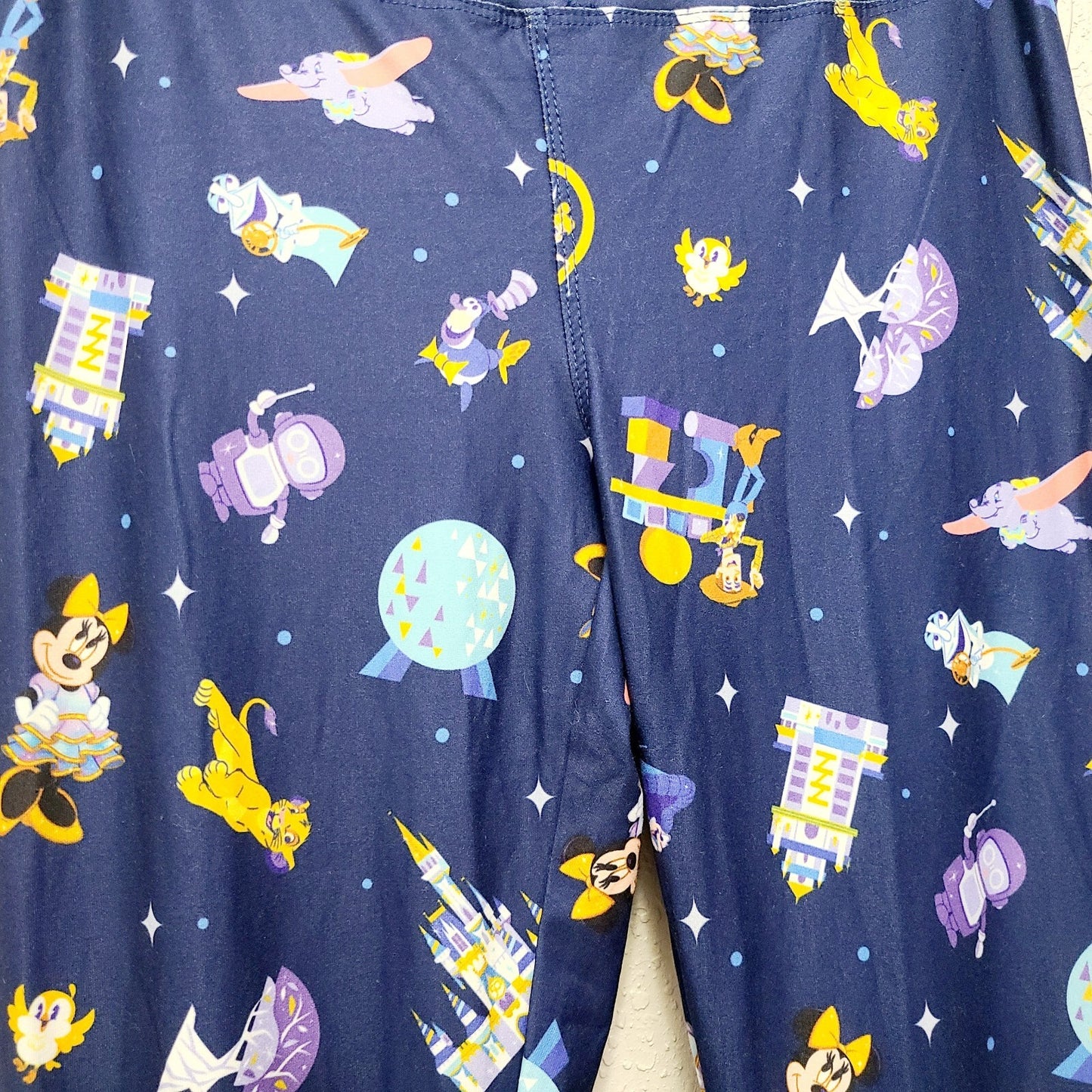 XS Leggings Disney Park 50th Anniversary Castle Minnie Orange Bird Figment Women