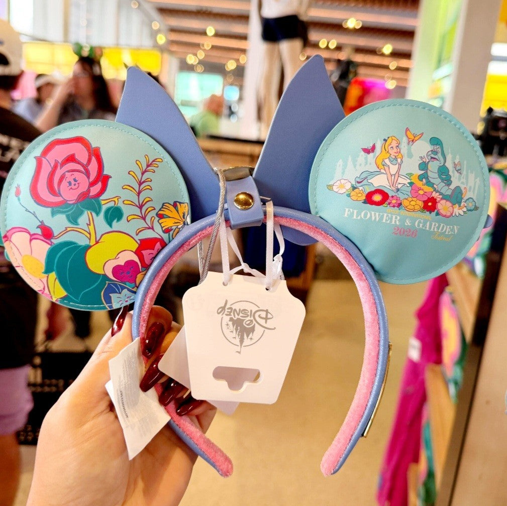 2026 Disney Parks Loungefly Epcot Flower & Garden Alice Wonderland Ears Headband