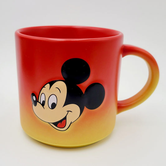 Disney Parks Mickey Mouse Donald Ombre Red Yellow Ceramic Coffee Mug Cup NEW