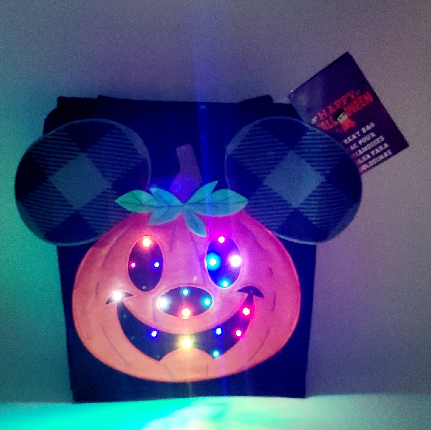 Disney Parks Mickey Jack-o'-Lantern Pumpkin π Felt Light-Up Halloween Candy Bag