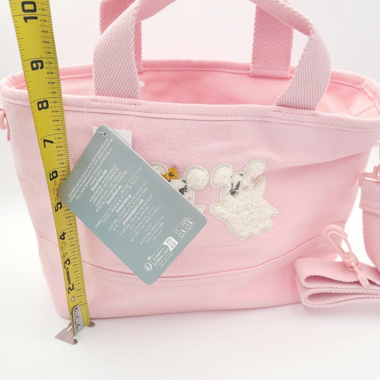 2025 Disney Parks Halloween Ghost Mickey Minnie Mouse Pink Canvas Small Tote Bag