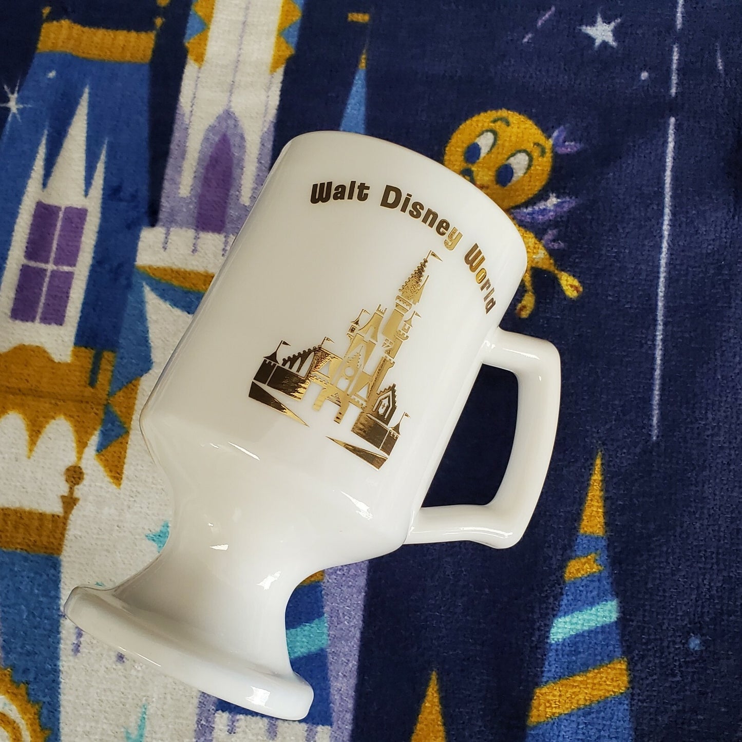2021 Disney Parks WDW 50th Anniversary Cinderella Castle Vault Footed White Mug