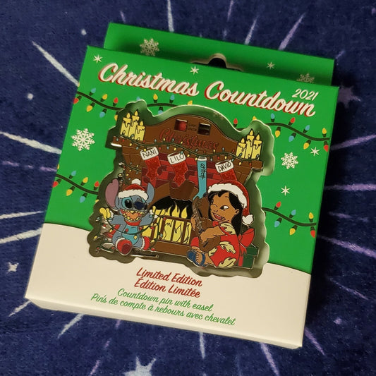 Disney Parks Exclusive 2021 Christmas Countdown Lilo & Stitch Santa LE Pin