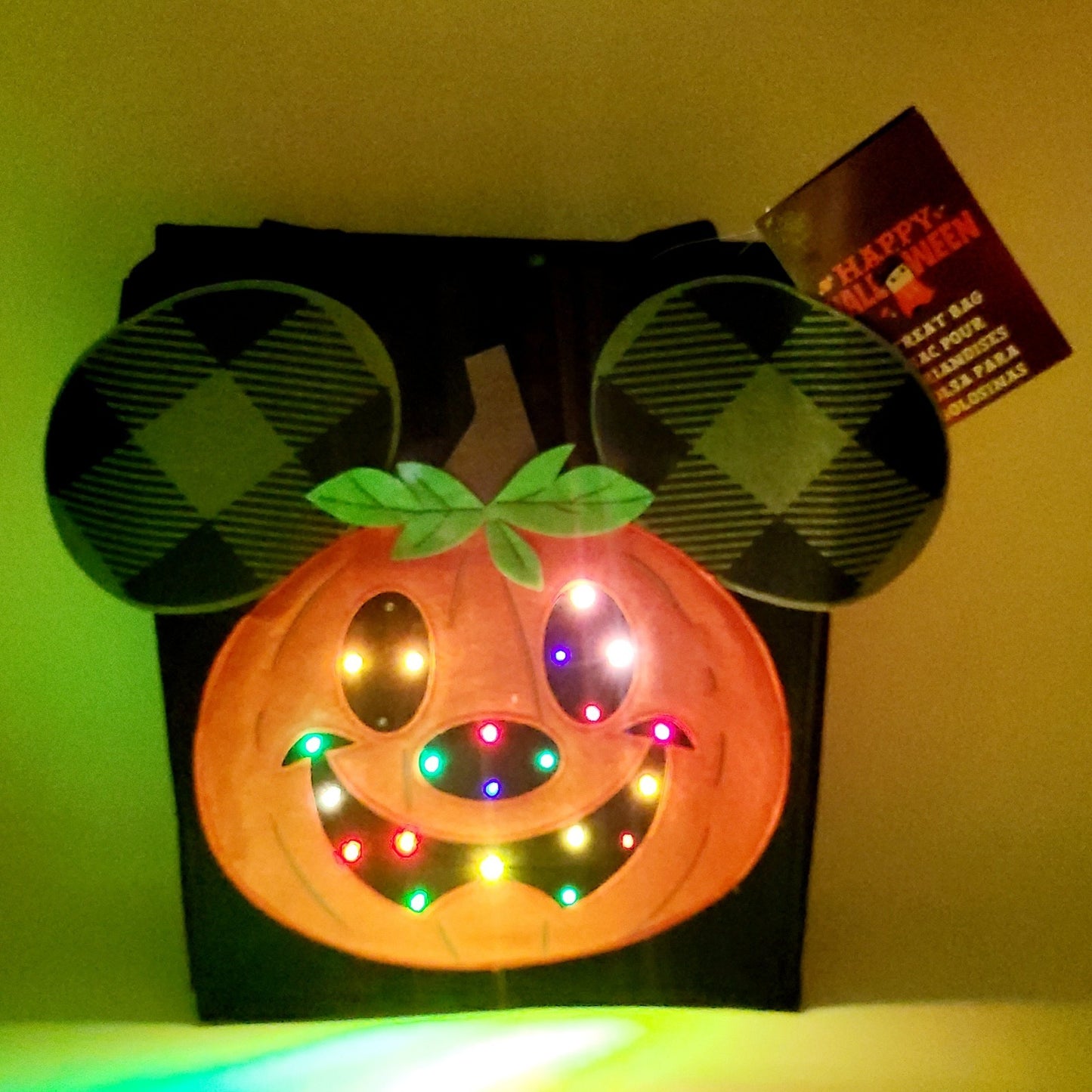 Disney Parks Mickey Jack-o'-Lantern Pumpkin π Felt Light-Up Halloween Candy Bag