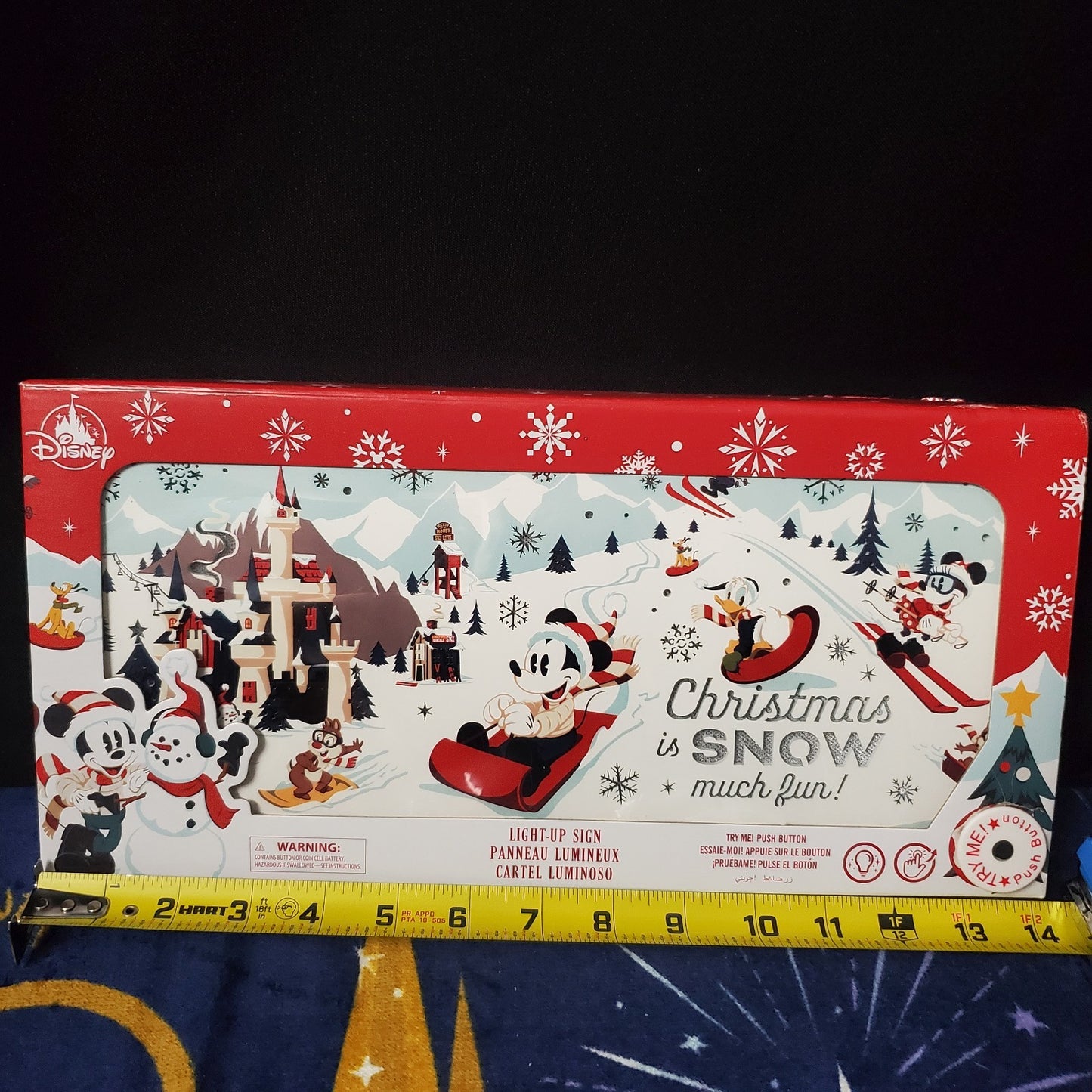 Disney Parks Walt's Holiday Lodge Mickey Friend Sledding Christmas Light Up Sign