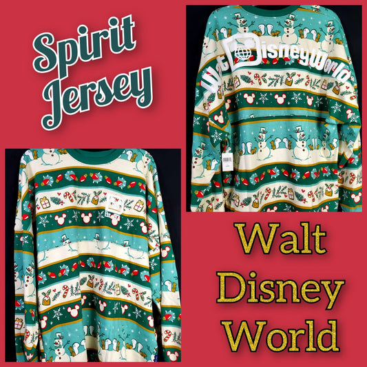 LARGE 2022 Walt Disney World Parks Spirit Jersey Christmas Mickey Ears Snowman