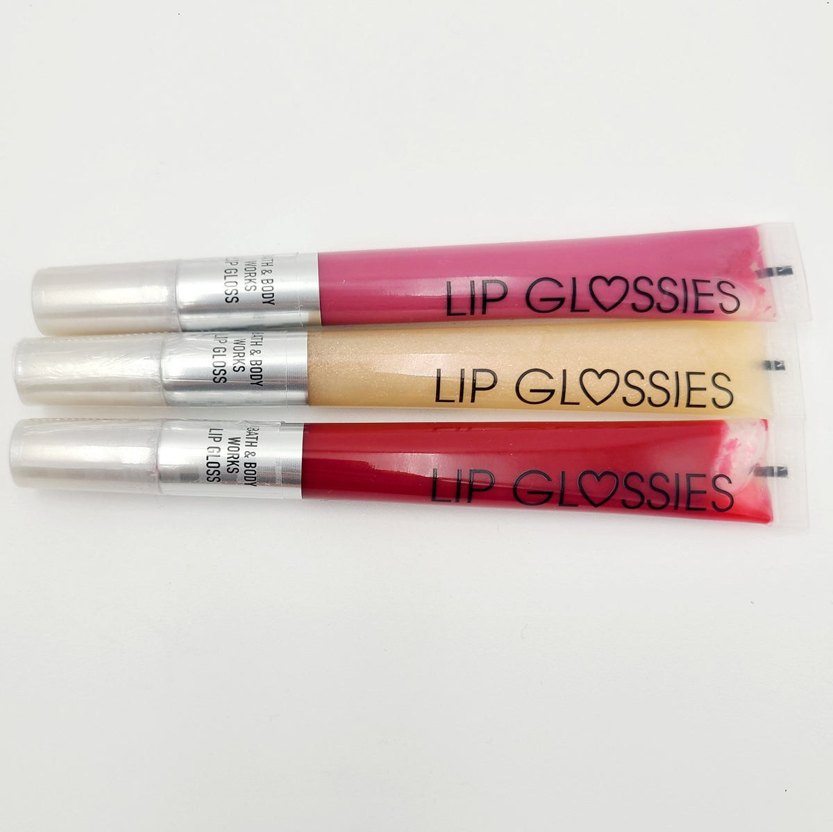 3 Bath & Body Works Lip Glossies Gloss Flawless Shimmer 0.34 oz Boldly Pink Ruby