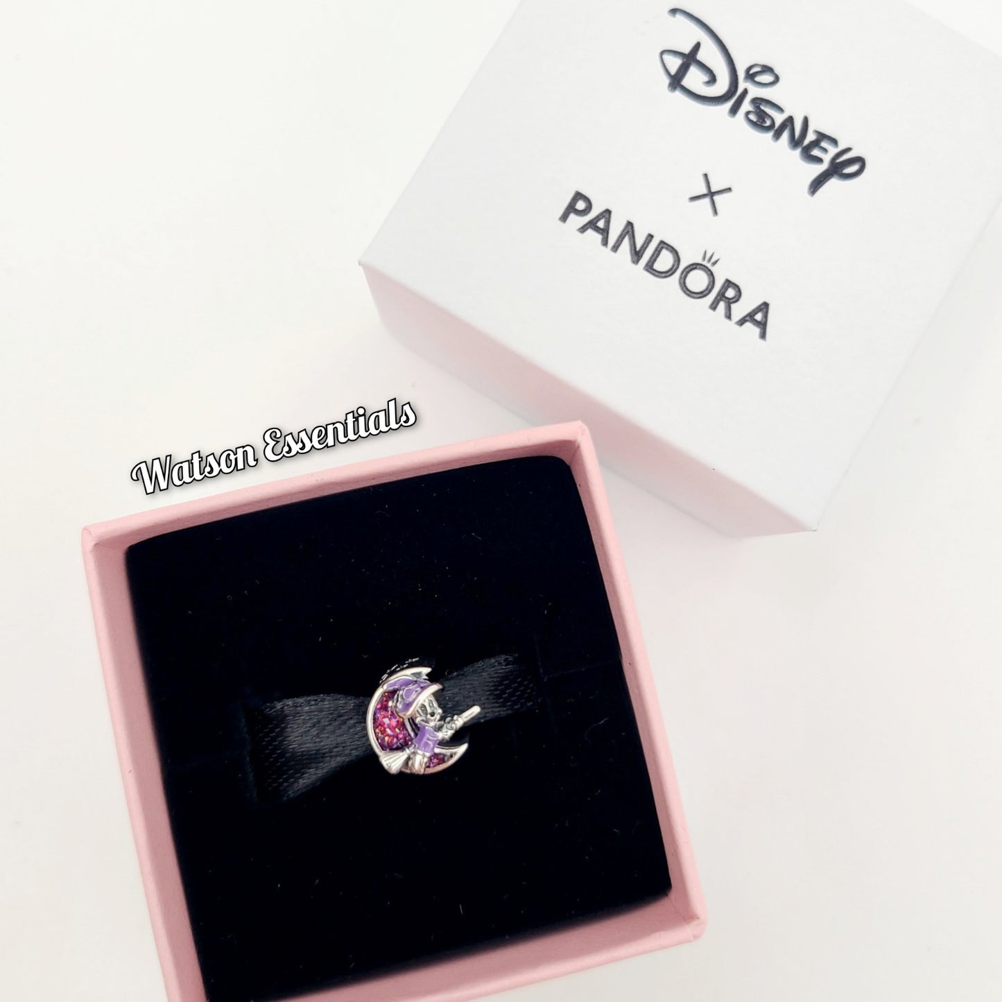 2025 Disney Parks Minnie Mouse Flying Witch Halloween Pandora Charm Glow In Dark