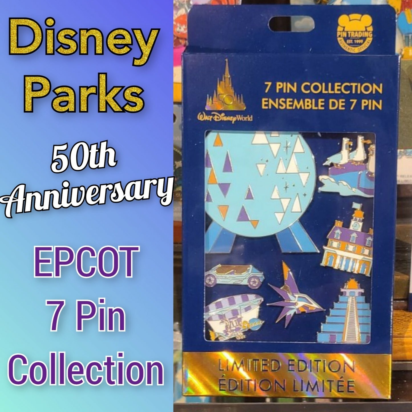 *EPCOT & Hollywood Studios Box Pin Sets* 2022 Walt Disney World 50th Anniversary