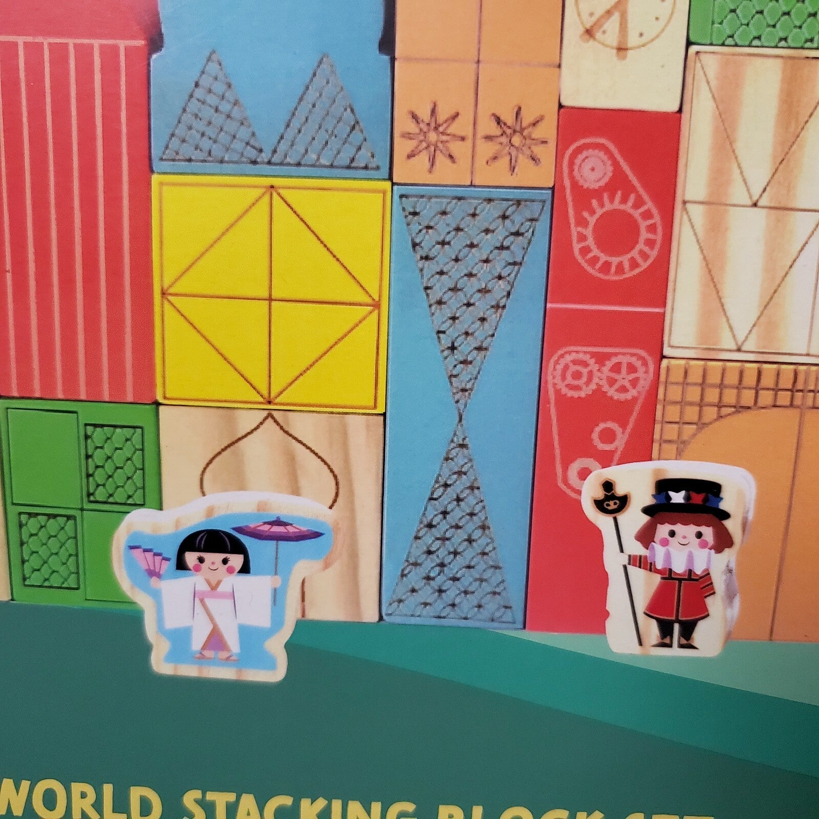Disney Parks It's A Small World Stacking Block Set 32 Wooden Blocks Characters