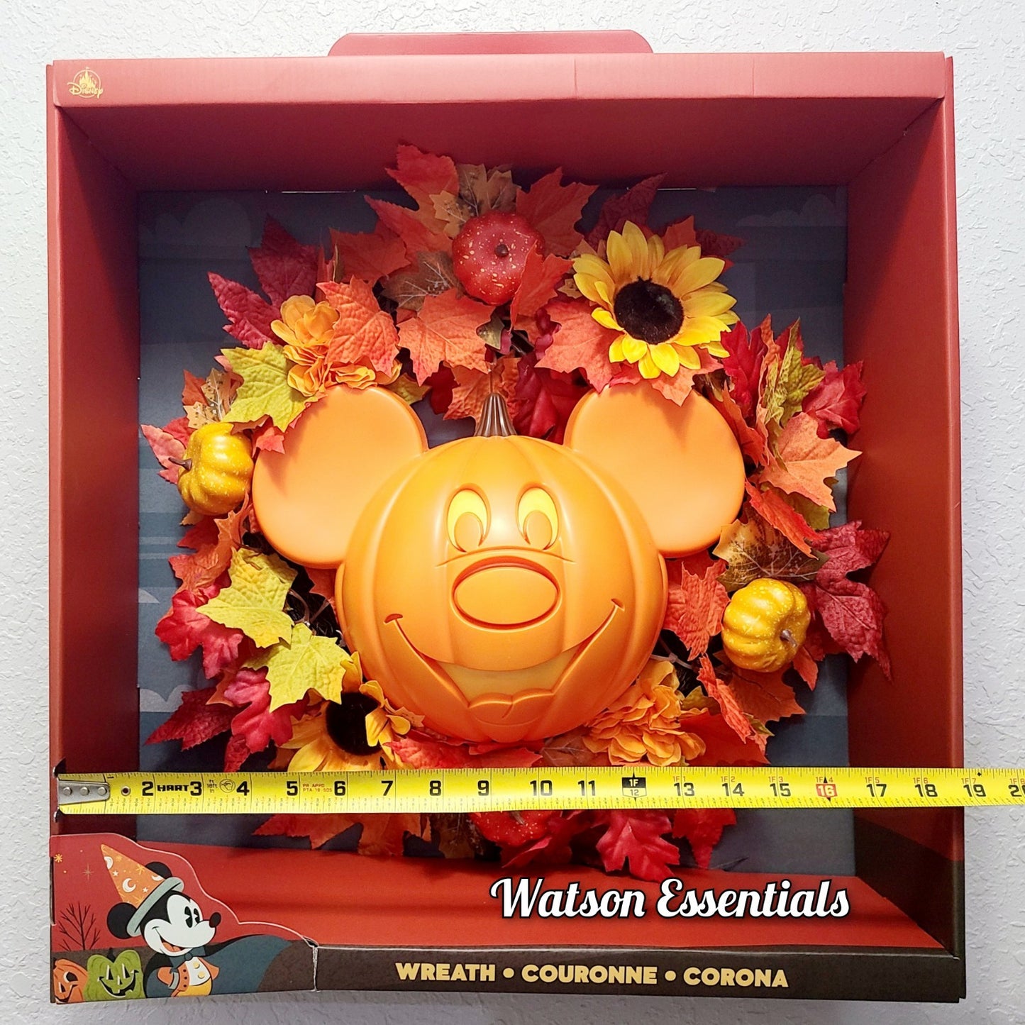 2025 Disney World Parks Halloween Mickey Mouse Pumpkin Wreath Light Up In Box