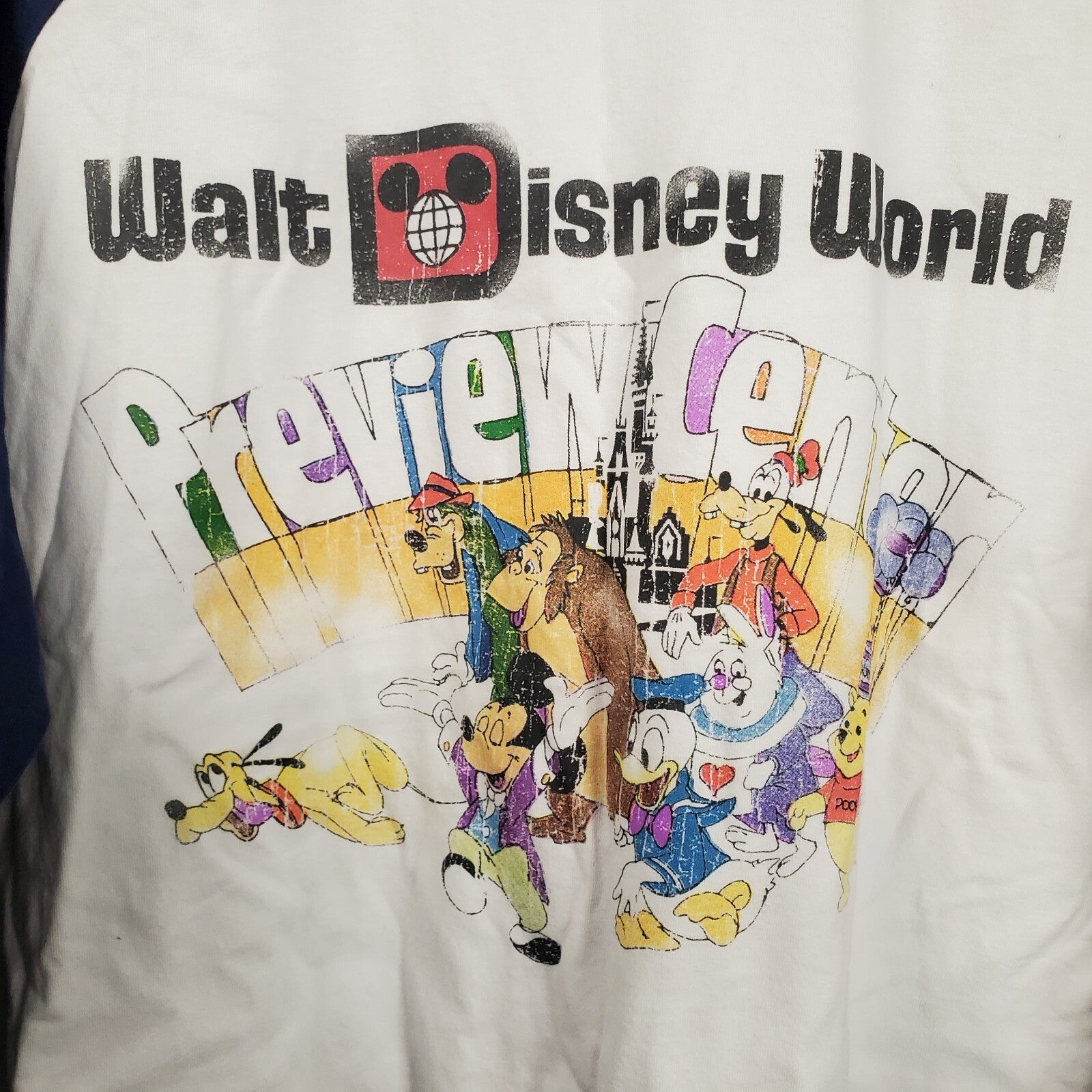 LARGE 2021 Walt Disney World Vault Collection Preview Center Raglan Shirt Adult