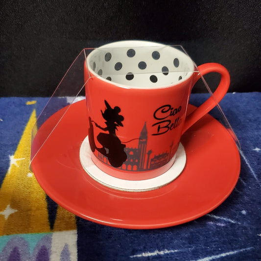 Disney Park EPCOT Italy World Showcase Minnie Ciao Bella Espresso Cup Saucer Set