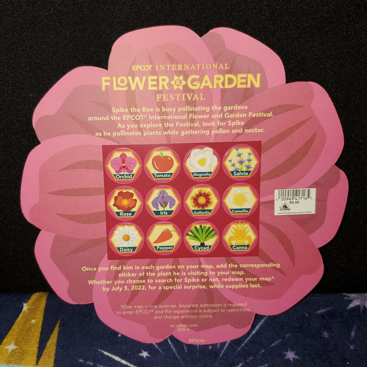 2022 Disney EPCOT Flower & Garden Spike's Pollen Nation Scavenger Map & Stickers