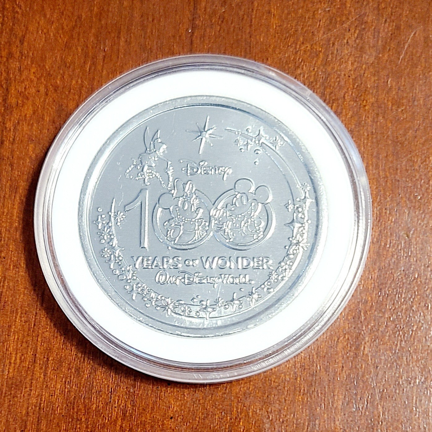 *Mickey Minnie Coin & Case* Disney Park 100 Years Silver Metal Medallion Castle