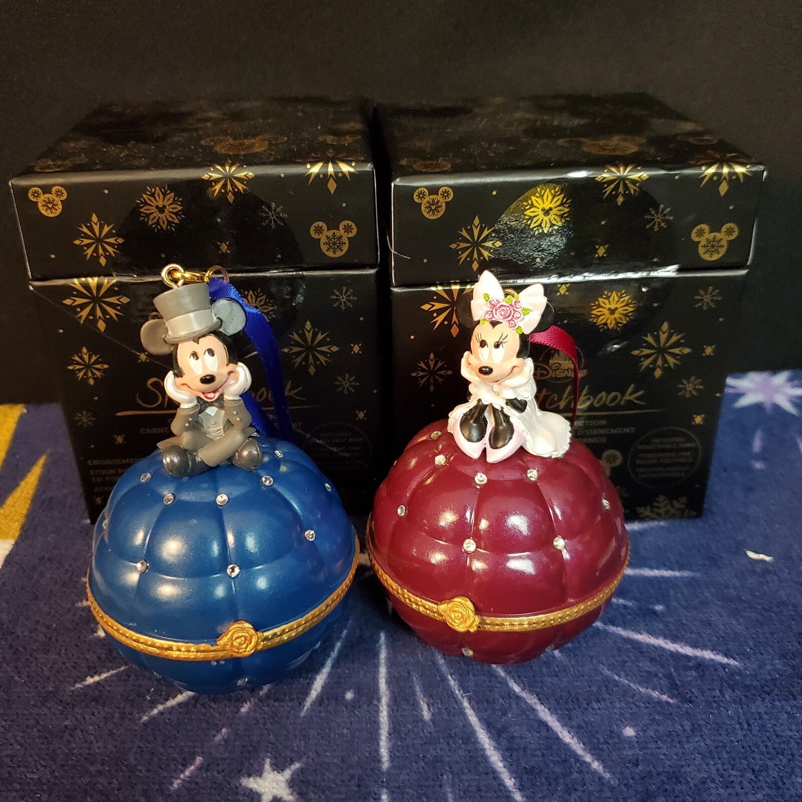 Mickey & Minnie Set! Disney Park Sketchbook Ornament Engagement Ring Box Wedding