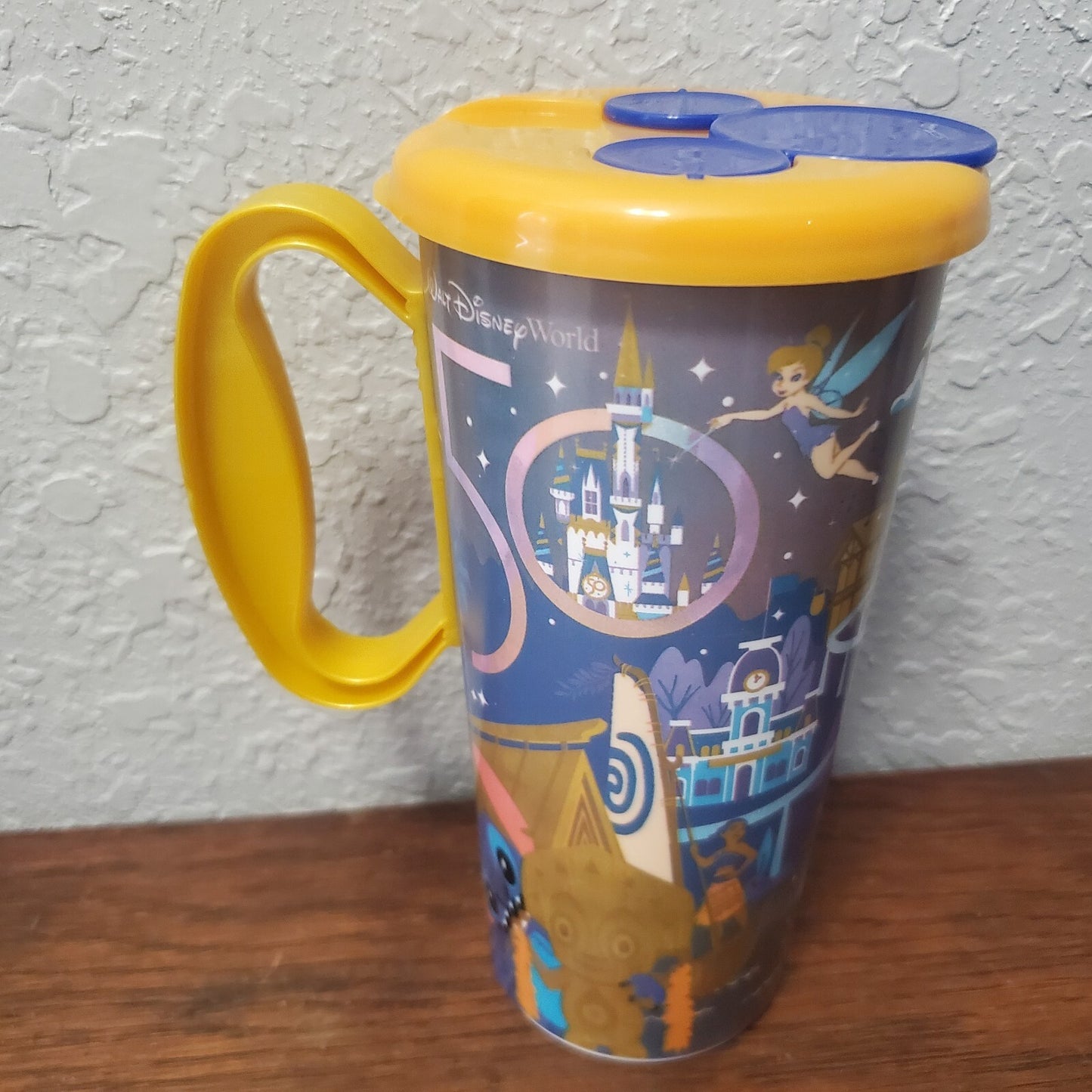 Disney Parks WDW 50th Anniversary Resort Refillable Mug Gold Lid Mickey Stitch