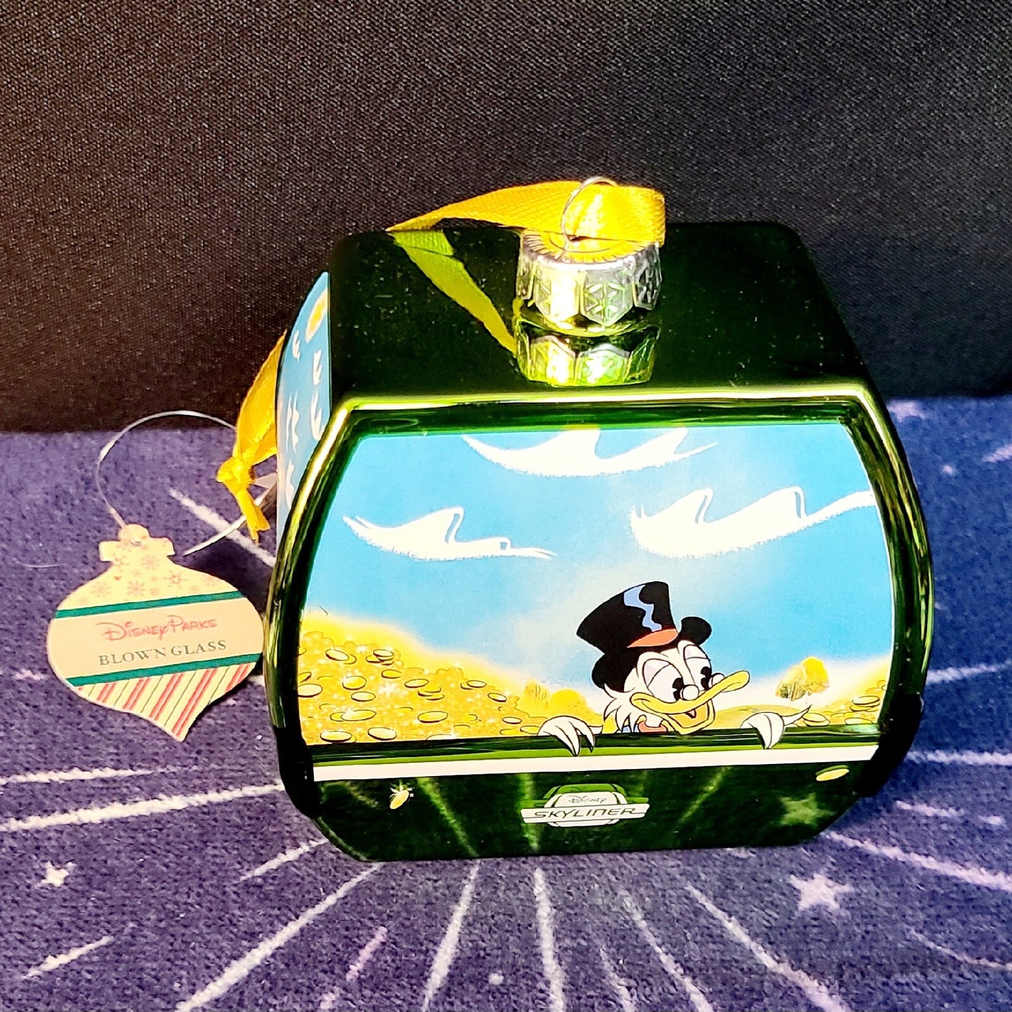 Disney Parks 2023 Skyliner Donald Duck Daisy Scrooge Glass Christmas Ornament