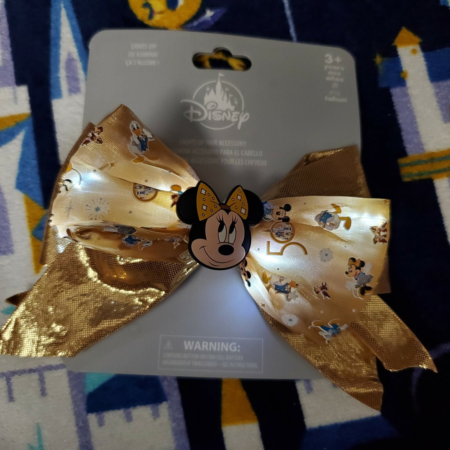 Walt Disney World Parks 50th Anniversary Minnie Mouse Light Up Bow Kids Girl