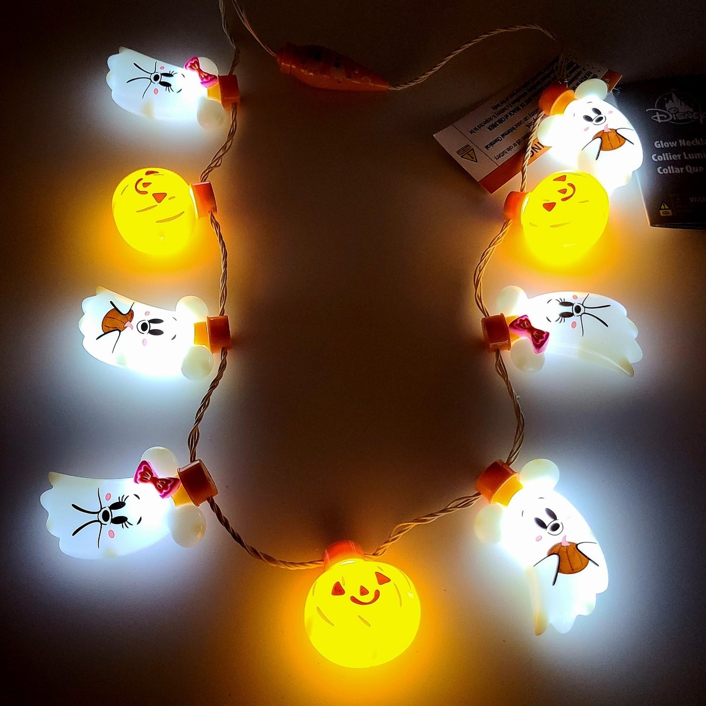 *Light up Necklace* 2025 Disney Parks Halloween Mickey Minnie Ghosts Pumpkin NEW
