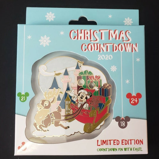 Disney Parks Christmas 2020 Mickey Countdown Jumbo Pin with Easel LE 4000 Castle