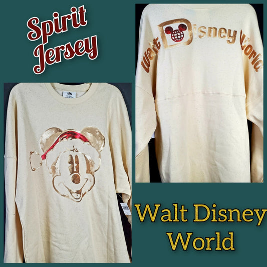 LARGE 2022 Walt Disney World Parks Christmas Holiday Santa Mickey Spirit Jersey