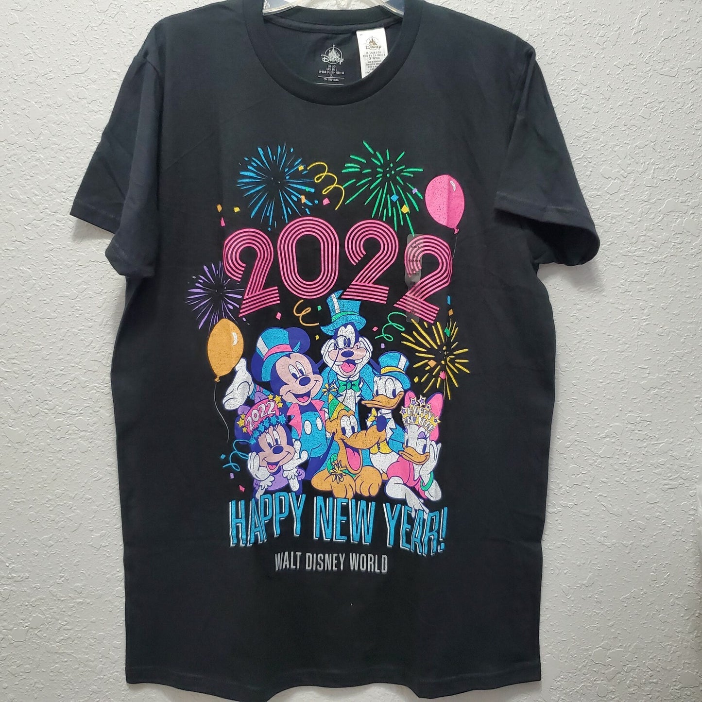 LARGE WDW Happy New Year 2022 T-Shirt Walt Disney World Mickey Minnie Donald