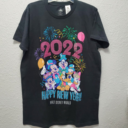 LARGE WDW Happy New Year 2022 T-Shirt Walt Disney World Mickey Minnie Donald
