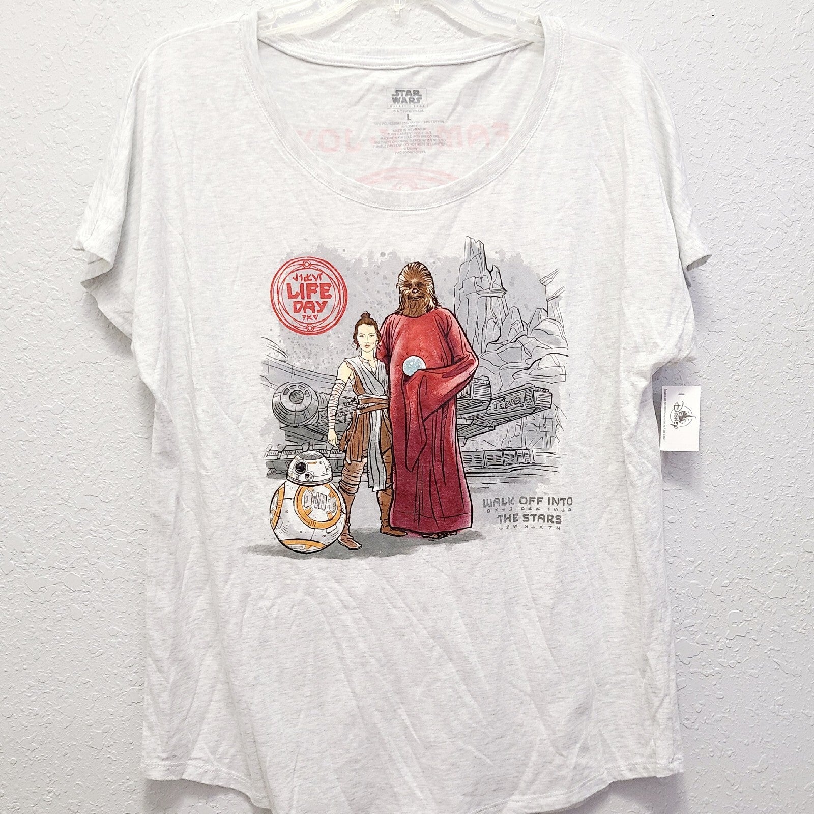 LARGE Woman 2021 Disney Parks Star Wars Family Life Day Harmony Chewbacca Shirt