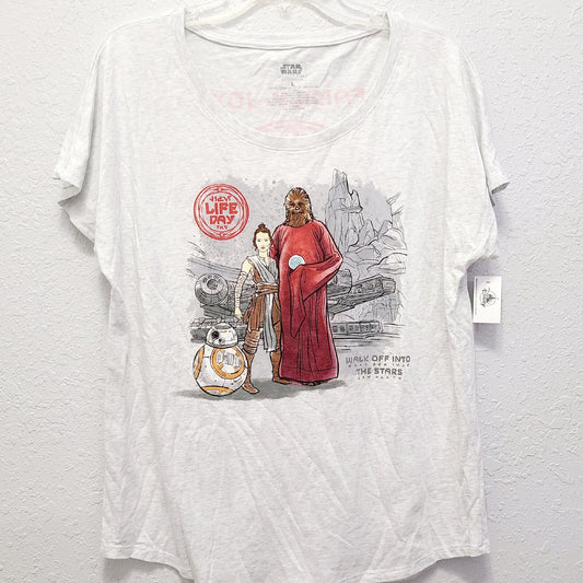 LARGE Woman 2021 Disney Parks Star Wars Family Life Day Harmony Chewbacca Shirt