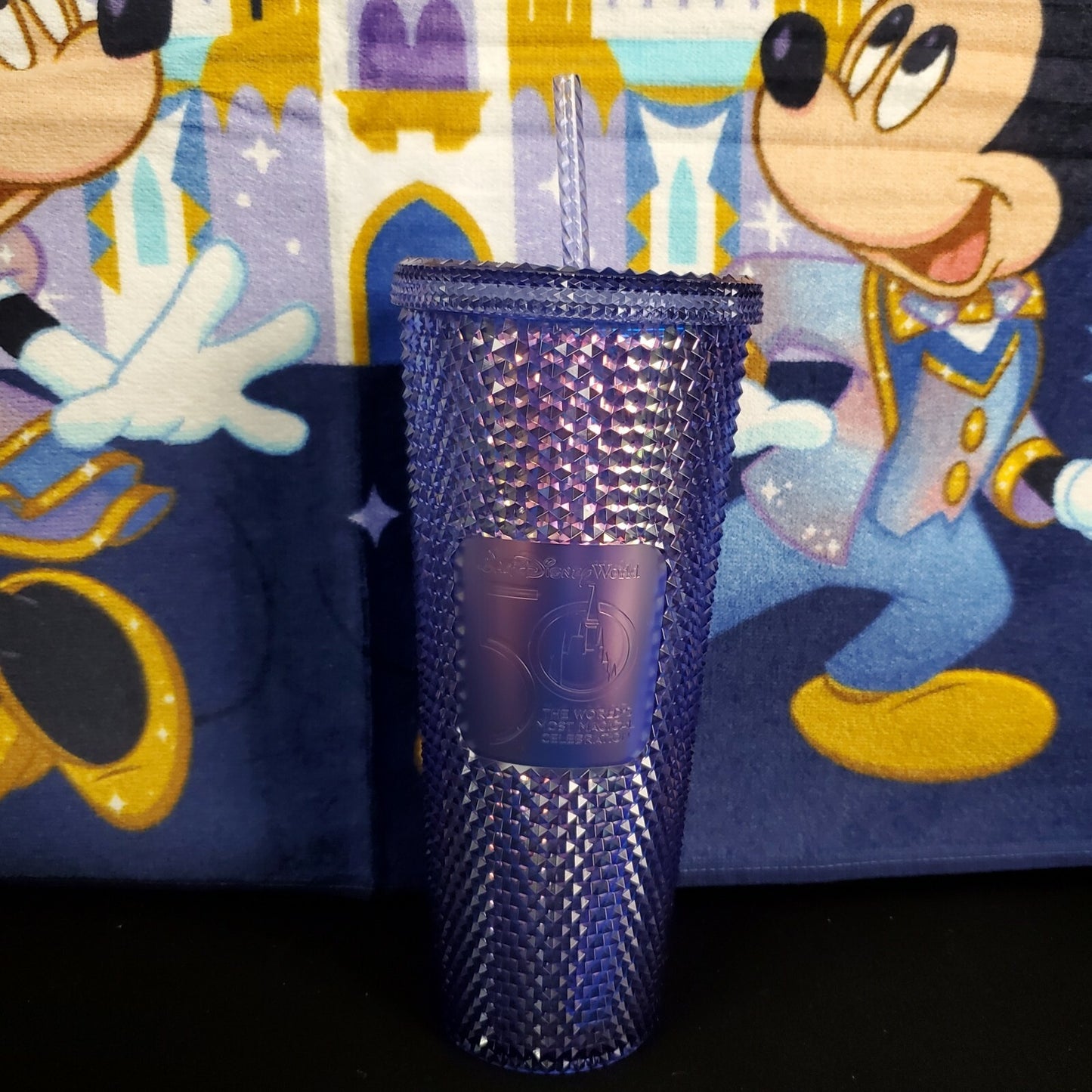 2021 Walt Disney World Parks 50th Anniversary Starbucks Bling Blue Tumbler NEW